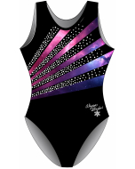 Alyssa Strain Signature Gymnastics Leotard - Front - Black/Pink/Purple