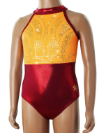 Charmed Gymnastics Leotard - Tangerine/Cardinal - Front