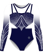 Claire Gymnastics Competition Leotard - Front - Navy Blue/White