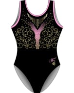Carissa Clay Signature Gymnastics Leotard - Front - Black/Pink/Gold