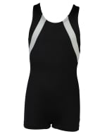 Men's Basic Diagonal Cut Gymnastics Singlet Black/Gray