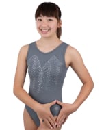 Diamond Dust Gymnastics Leotard - Grey - Front