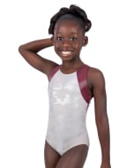 Frosted Camo Gymnastics Leotard - Wine Cherry - Front