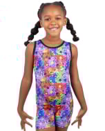 Groovy Rainbow Gymnastics Biketard for Girls - Front