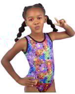 Groovy Rainbow Gymnastic Leotard for Girls - Front