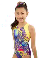 High Voltage Gymnastics Leotard Yellow/blue/multi