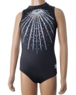 Legend Gymnastics Leotard - Silver - Front - Black