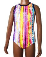 Easy Breezy Gymnastics Leotard - Blue/Pink/Yellow - Front