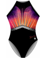 Kailin Chio Signature Gymnastics Leotard - Front - Black/Orange/Purple