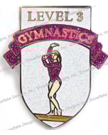 Level 3 Gymnastics Pin - Pink & White Glitter