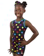 Lots of Dots Girls Gymnastics Biketard - Front
