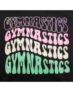 Black, pink, and green repeating gymnastics sweatshirt for girls