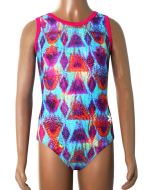 Silly Snake Gymnastics Leotard - Blue/Pink/Purple - Front