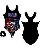 USTA T&T Sublimated Splatter T-back Leotard - Racerback Leotard