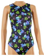 Spooky Season Gymnastics Leotard - Front - Green/Black