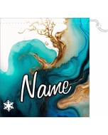 Teal and Gold Watercolor Gymnastics Grip Bag - Front