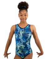 Twist and Shout blue Gymnastics leotard front