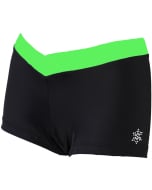 Colored V-Belt Gymnastics Shorts for Girls| Lime Green and Black