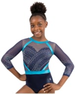 Whitley Gymnastics Competition Leotard - Front - Navy/Turquoise