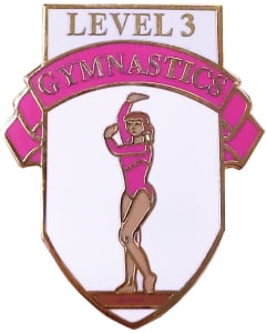 Level 3 Gymnastics Pin - Pink & White