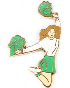 Pom Pom Cheerleading Pin - 1557 - Green/White