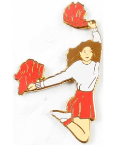Pom Pom Cheerleading Pin - 1557 - Red/White