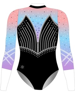 Anabelle Gymnastics Competition Leotard-Front-Black/Pastels