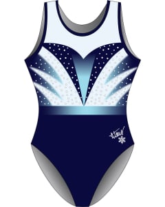 Athena Jones Signature Gymnastics Leotard - Front - Navy Blue and White