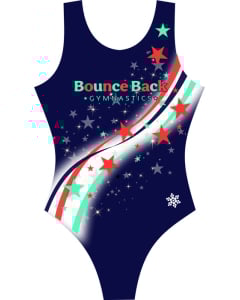 Bounce Back Gymnastics Stars T-back Gymnastics Leotard - Blue Front
