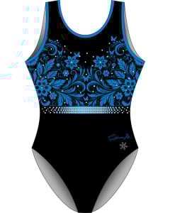 Brie Clark Signature Gymnastics Leotard - Front - Black/Blue