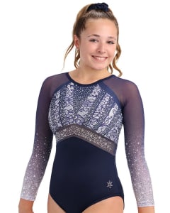 Camille Sublimated Gymnastics Competition Leotard - Navy Blue
