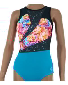 Daring Gymnastics Leotard - Caribbean Blue - Front