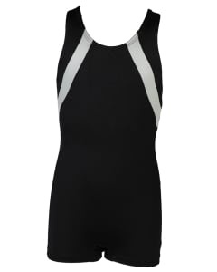 Men's Basic Diagonal Cut Gymnastics Singlet Black/Gray