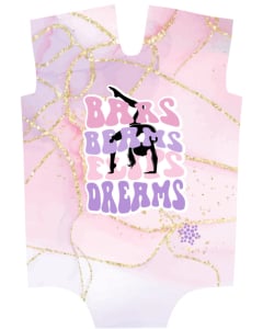 Bars, Beams, Flips, Dreams Doll Leotard - Purple/Pink - Front
