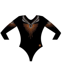 Eastlake North High School Glamour Competition Leotard Black/Orange/Silver