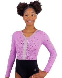 Emma Gymnastics Competition Leotard for Girls - Front - Lavender