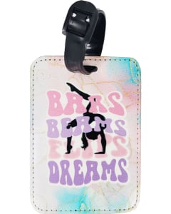 Bars, Beams, Flips, Dreams Gymnastics Bag Tag - Pastel