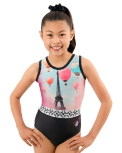 Flying Over Paris Exclusive Leotard - Black/Blue/Pink Front