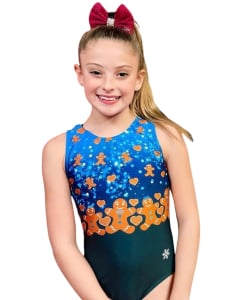 Gingerbread Gymnastics Leotard - Blue - Front