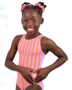 Glow Up Gymnastics Leotard - Lavender/Orange - Front