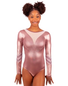 Grace Gymnastics Competition Leotard - Front - Blush Pink