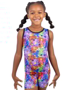 Groovy Rainbow Gymnastics Biketard for Girls - Front