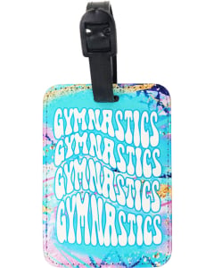 Gymnastics, Gymnastics, Gymnastics Bag Tag - aqua Front