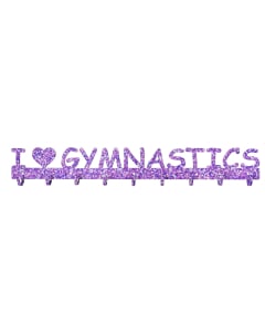 I Heart Gymnastics Purple Square 9-Hook Medal Rack