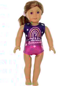 Just a Girl Who Loves Gymnastics Doll Leotard - Purple - Front