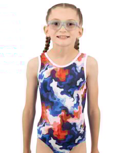 Independence Gymnastics Leotard | Training Leotard - Red White Blue Front