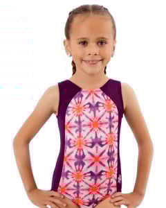 Ink Blot Gymnastics Training Leotard - Front Plum