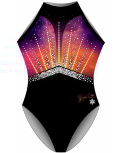 Kailin Chio Signature Gymnastics Leotard - Front - Black/Orange/Purple