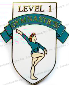 Level 1 Girls Gymnastics Pin - Teal & White