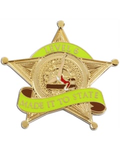 Level 6 Made it to State Gymnastics Pin - Gold & Green